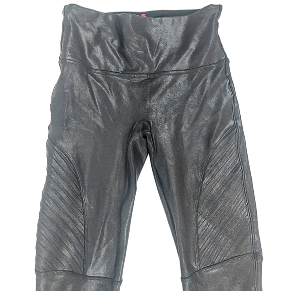 Spanx Black Faux Leather Moto Leggings - Picture 13 of 16